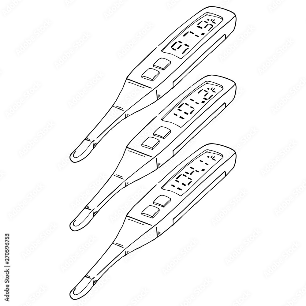 Thermometer icon. Vector illustration of electronic thermometer. Hand drawn medical equipment electronic thermometer. Thermometer icon. Vector illustration of electronic thermometer. Hand drawn medical equipment electronic thermometer.