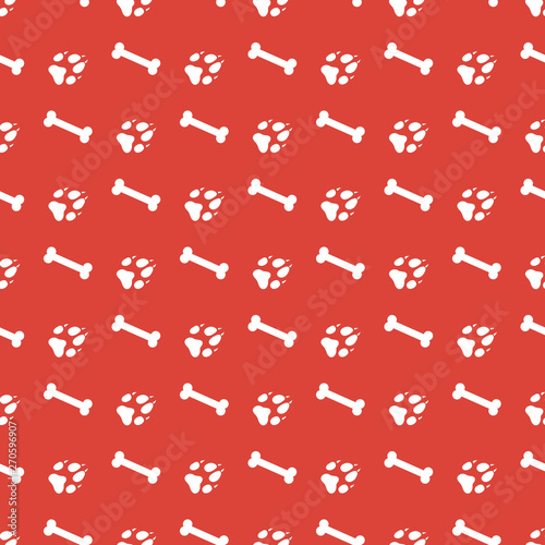 Seamless pattern with bones, dog tracks.