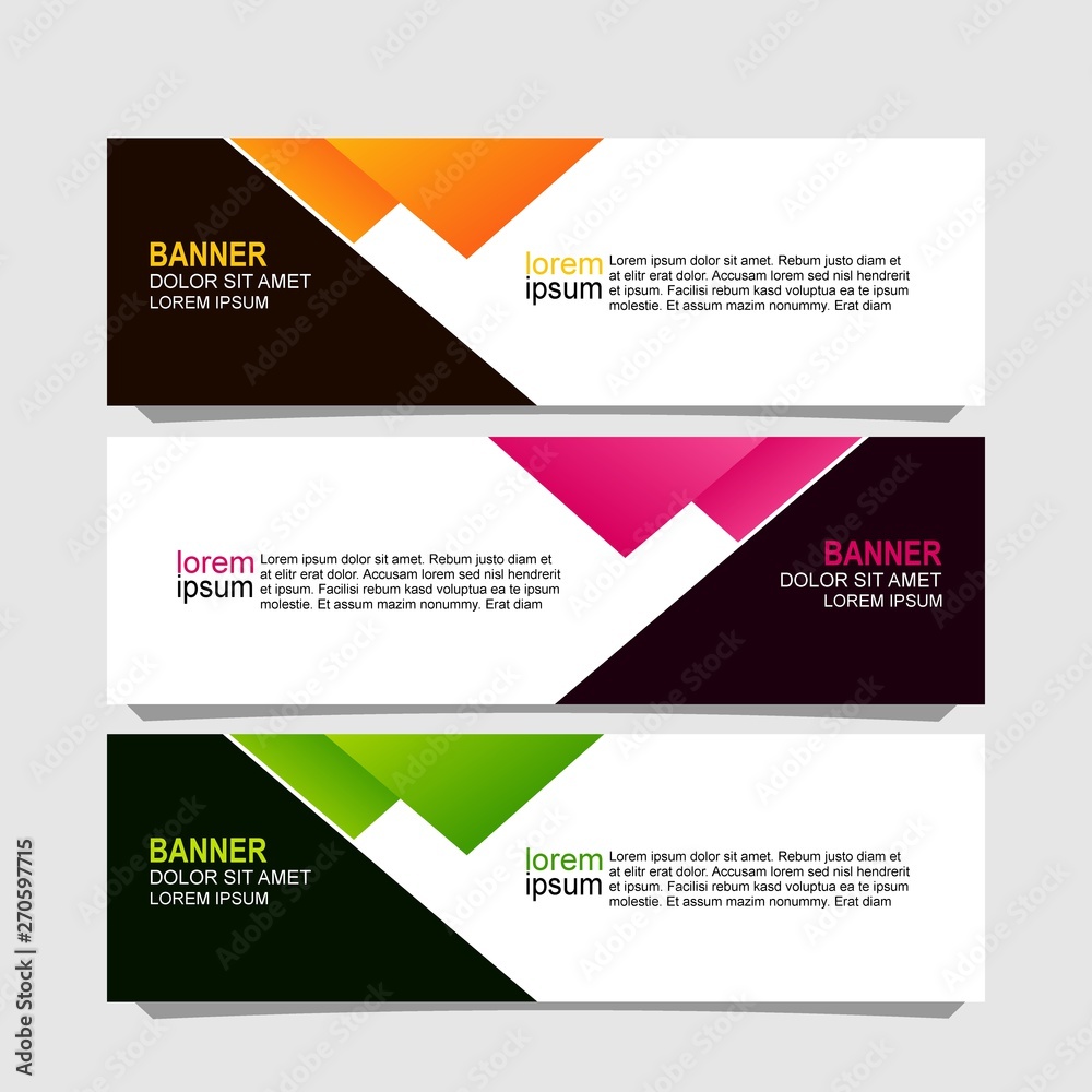 banner design with three choices of color variations,can be use for, landing page, website, mobile app, poster, flyer, coupon, gift card, smartphone template, web design