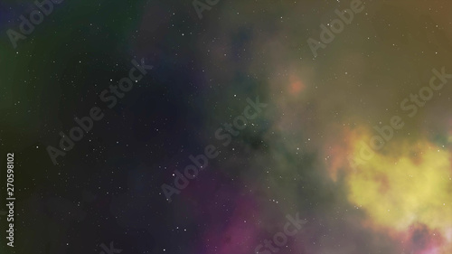 Fly through in the gas cloud nebula and stars 3d animation