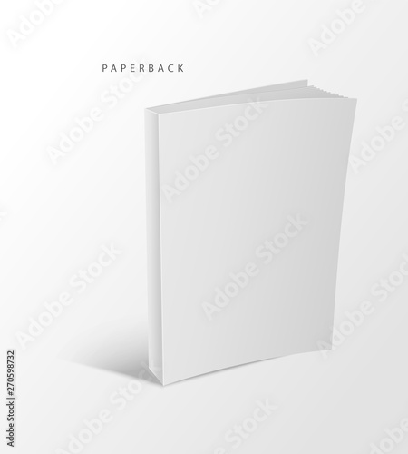 A paperback book. Empty vector template. Realistic mockup book, magazine, textbook, catalog, journal. photo