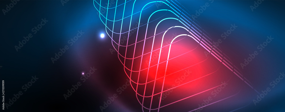 Neon glowing techno lines, hi-tech futuristic abstract background template, vector Neon glowing techno lines, hi-tech futuristic abstract background template, vector