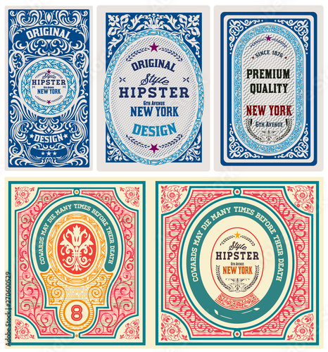 Set of 5 labels. Western style