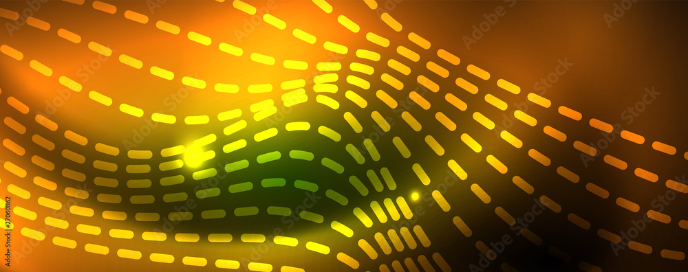 Fototapeta premium Shiny neon vector wave line abstract background, motion concept