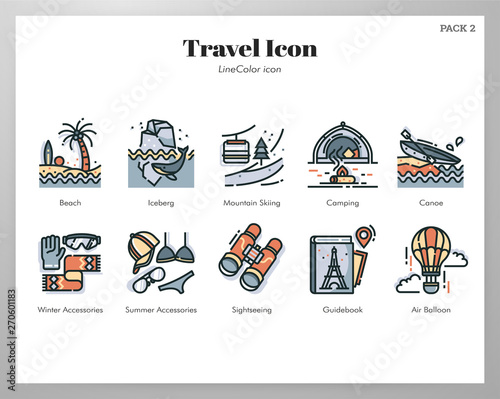 Travel icons LineColor pack