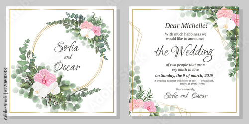 set of floral cards with flowers
