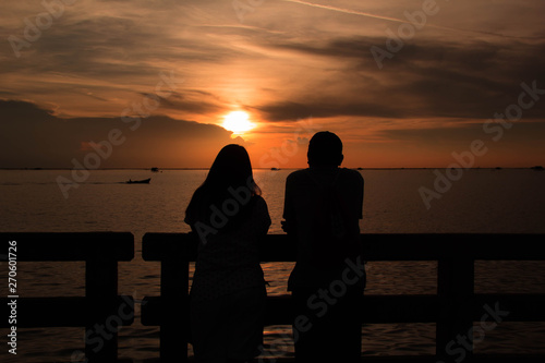 silhouette of couples in love