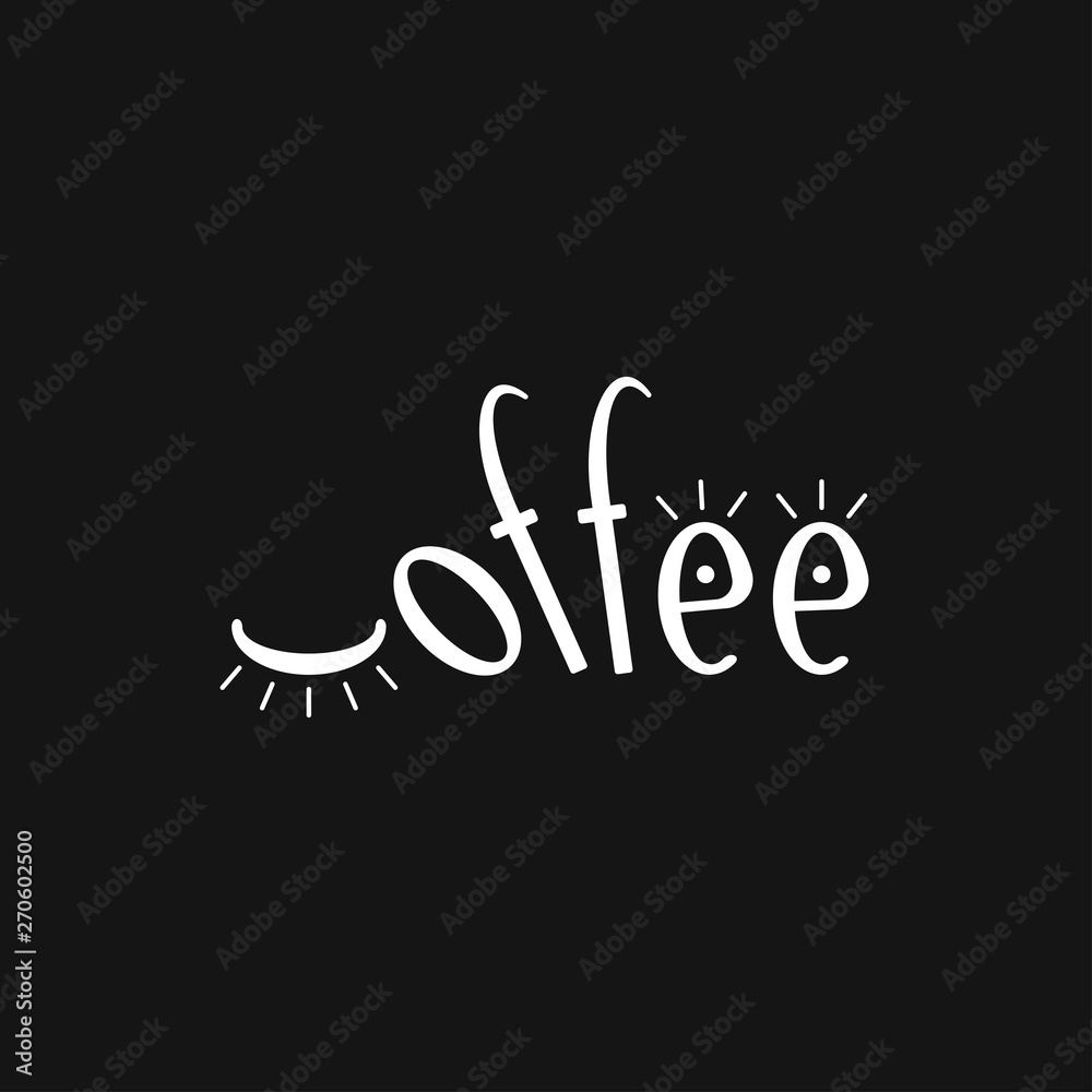 Waking up in the morning with a Cup of coffee. Morning starts with coffee. Coffee power. The logo of the cafe. Concept for coffee lovers. Suitable for signage, printing on t-shirt, phone.