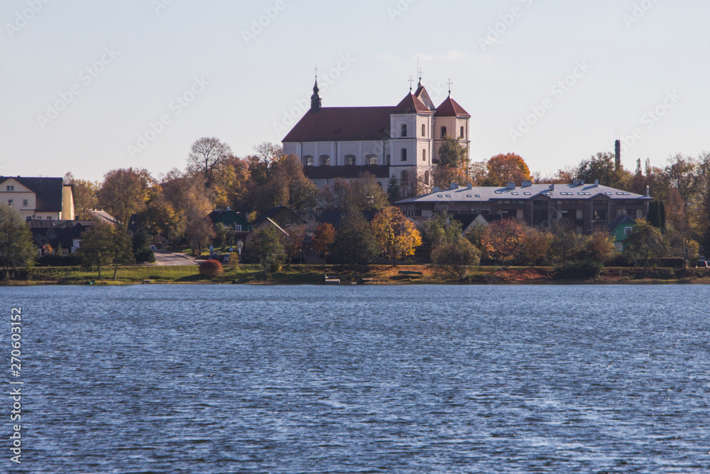 Church of St. Mary near the lake in Trakai. Lithuania