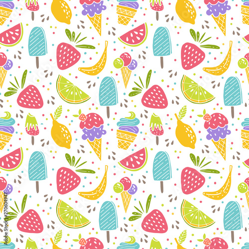 Summer ice cream surface seamless pattern vector © darijashka