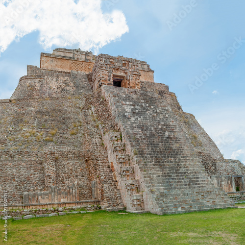 Great Mayan Pyramid of Ek Balam  in the Yucatan peninsula  with its long staircase to the sky