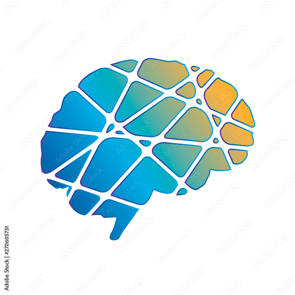 Creative side of human brain, abstract silhouette in trendy colours Creative side of human brain, abstract silhouette in trendy colours