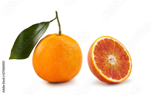 Blood Orange  Arancia Rossa  Tarocco  Isolated on White Background