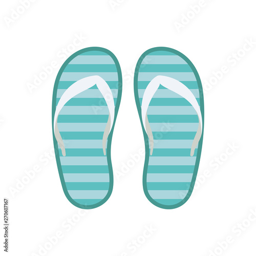striped beach sandals on white background