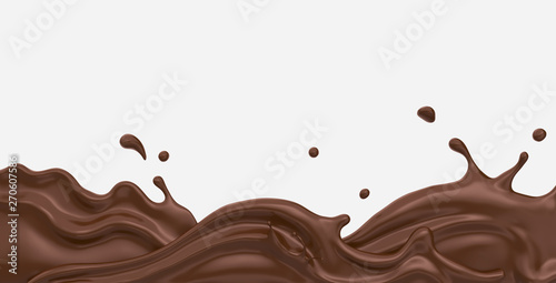 Chocolate or cocoa splash abstract background, 3d rendering Include clipping path.