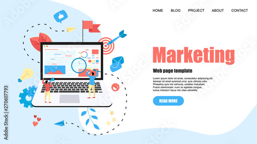 Web Template. Concept for Digital marketing agency, digital media campaign flat vector illustration	