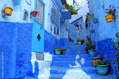 Chefchaouen Blue town Morocco Africa City streets view © Veneta