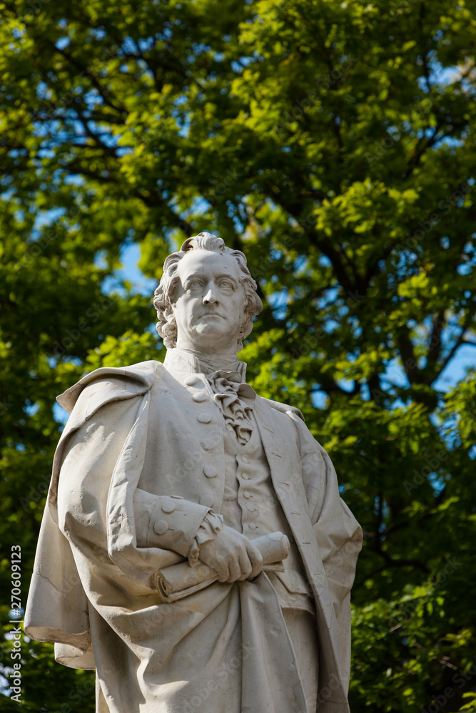 Statue of Johann Wolfgang von Goethe, German Poet, Novelist and Scientist - Berlin Tiergarten Park, with Copy Space Statue of Johann Wolfgang von Goethe, German Poet, Novelist and Scientist - Berlin Tiergarten Park, with Copy Space