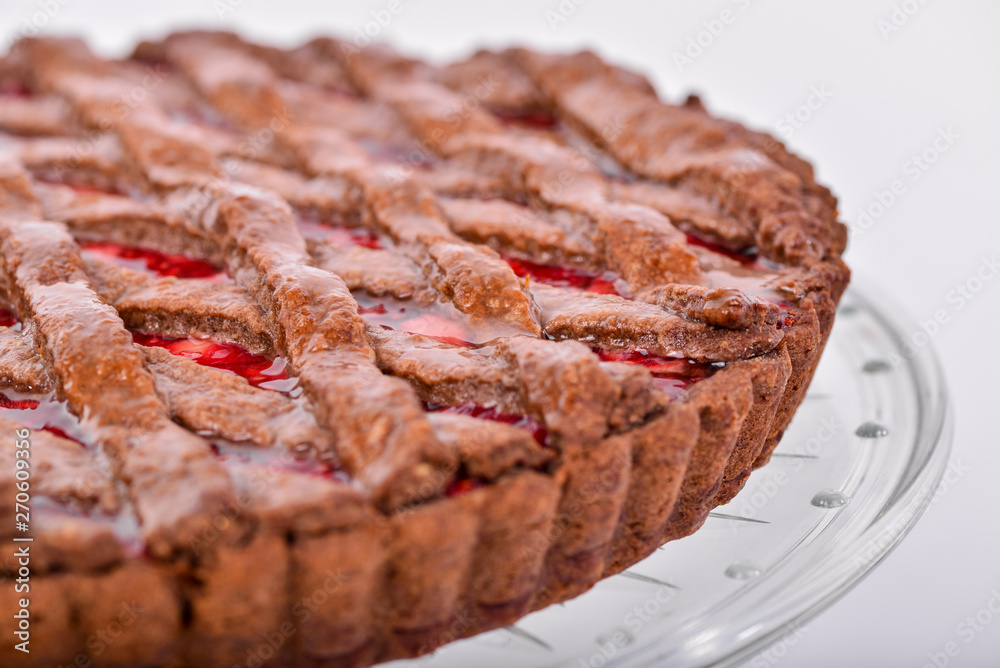 cherry pie on a dish close-up