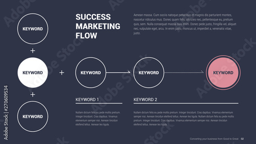 Flat business presentation brochure vector slide template with awesome layout vector color diagrams