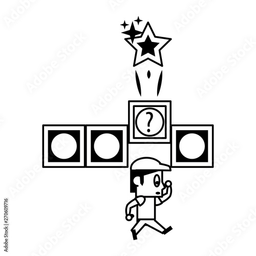 Videogame characters and elements cartoons in black and white