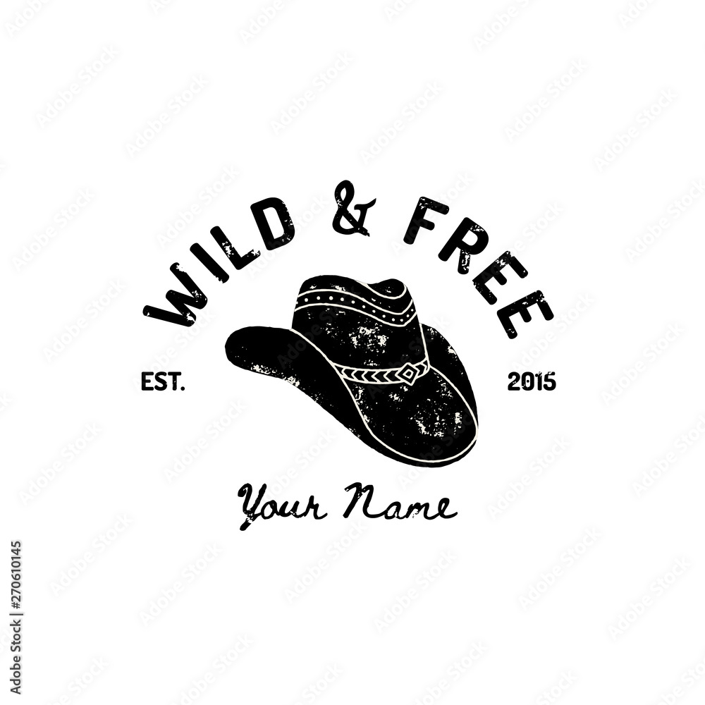 Vintage Western Cowboy Hat Logo. Vector Symbol of the wild West, Texas