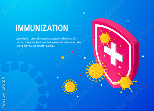 Immune system vector banner, isometry color design