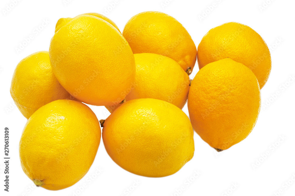 Group of fresh lemons on on white background Group of fresh lemons on on white background