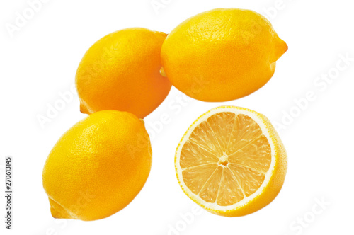 Group of fresh lemons on on white background