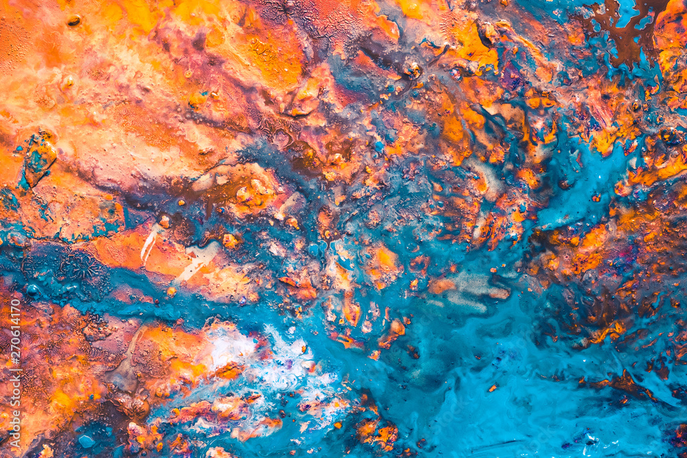 Abstract blue orange paint background. Rough uneven color blend texture  surface. Acrylic painting art design technique. Stock Illustration | Adobe  Stock