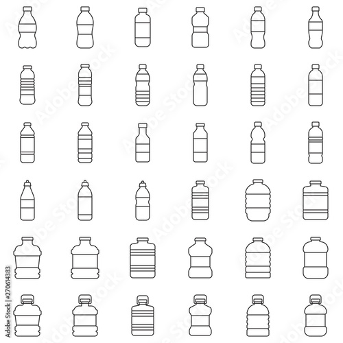 Obraz na płótnie Plastic bottle icon set vector illustration, line style w salonie