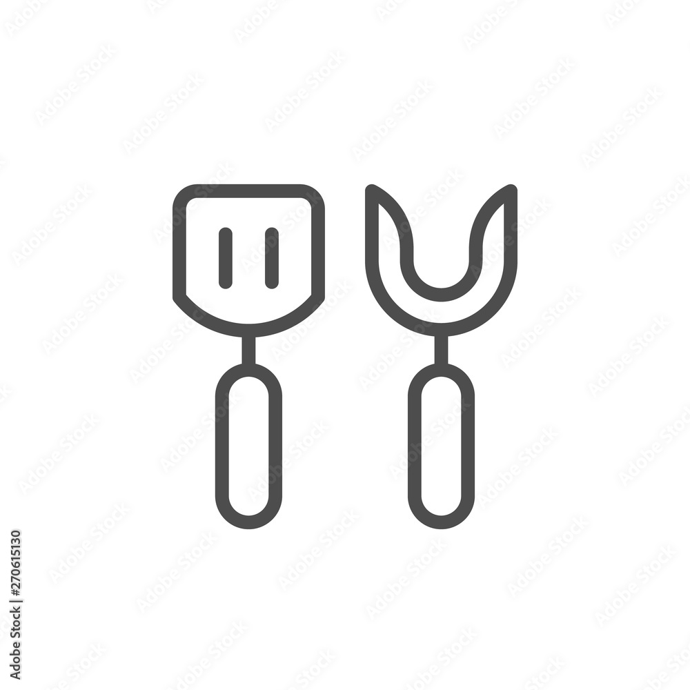 Grill and barbeque tools line outline icon