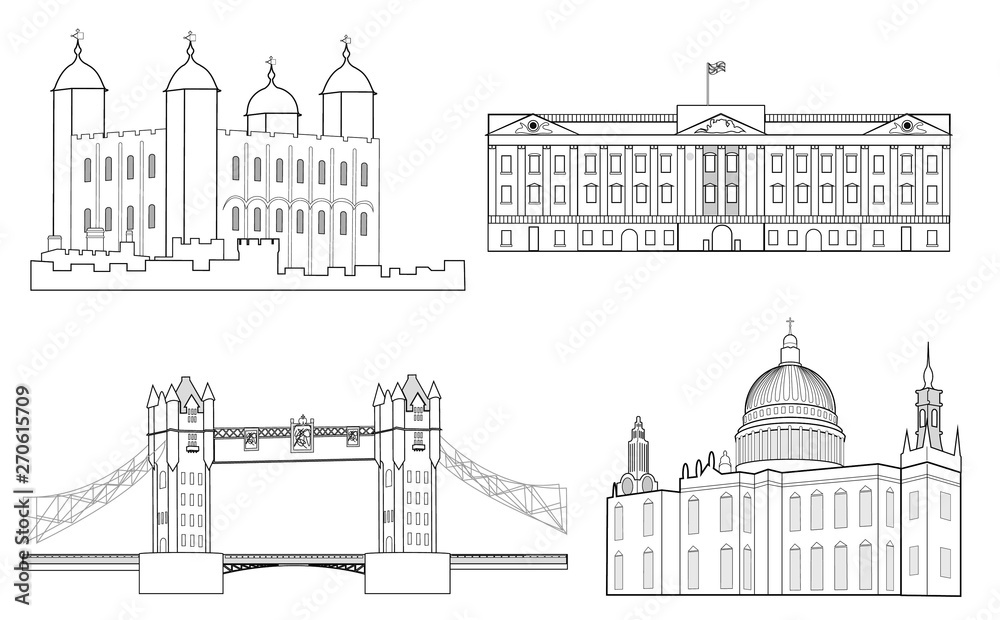 London attractions,a set of icons.Vector image