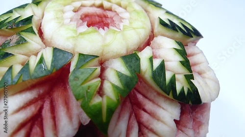 Carving fruits and vegetables that are unique to Thai food photo