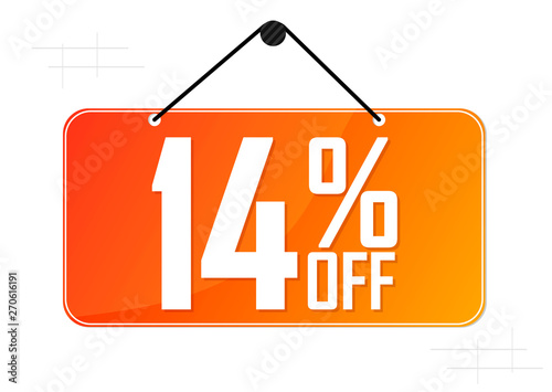 Extra Sale 14% off, banner design template, discount tag, vector illustration