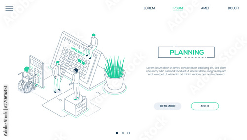 Planning - line design style isometric web banner