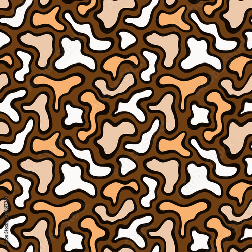 Seamless pattern from stylized curves of abstract shapes.