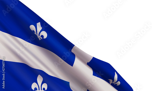 Vector background with realistic flag of Quebec province and empty place for text isolated on white. Modern element for your design. photo