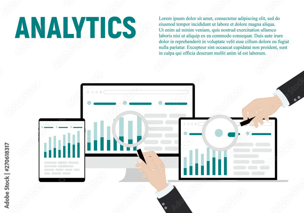 Vector illustration of Data analysis business information research solution concept with Vector illustration of Data analysis business information research solution concept with