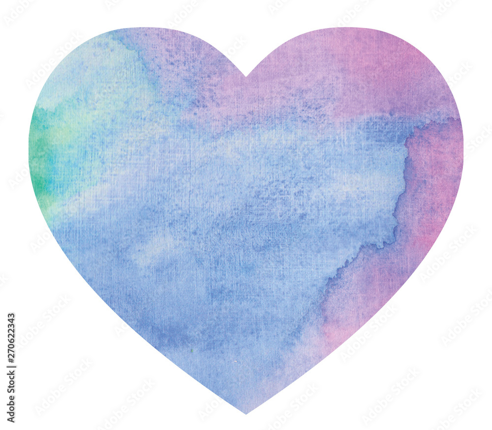 blue green pink abstract watercolor heart