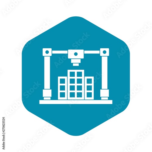 3d printer printing layout of building icon in simple style isolated vector illustration