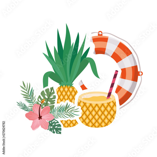 summer objects in white background
