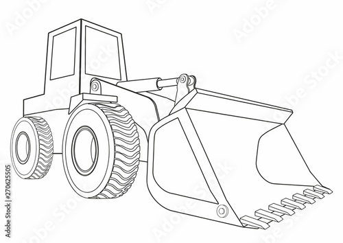 Bulldozer, construction vehicles. Simple bulldozing concept. Can be used in web and other design purposes for construction company.