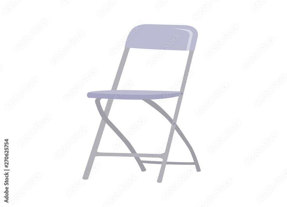 Steel foldable chair isolated on white background.