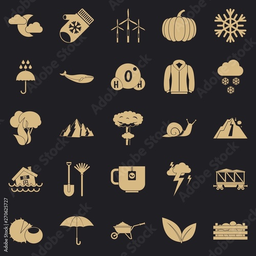 Overcast icons set. Simple set of 25 overcast vector icons for web for any design