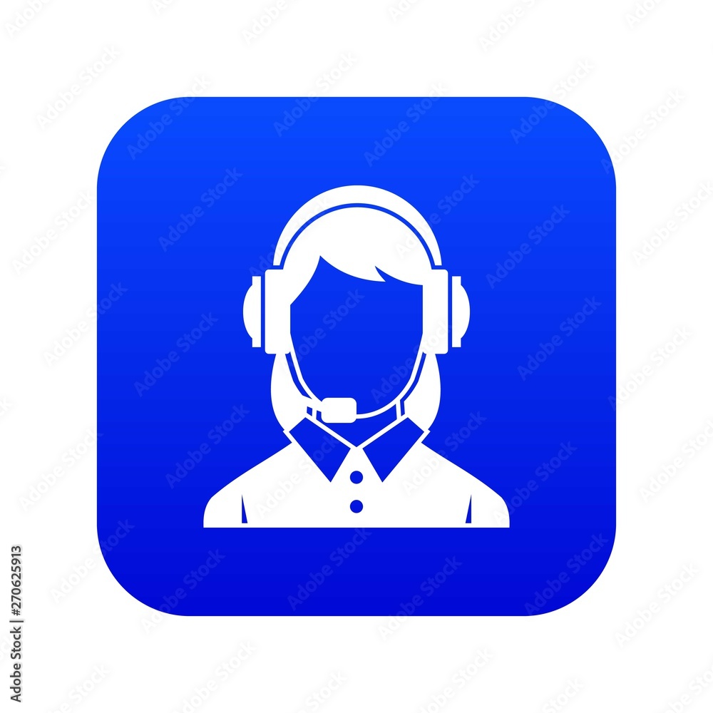 Business woman with headset icon digital blue for any design isolated on white vector illustration Business woman with headset icon digital blue for any design isolated on white vector illustration