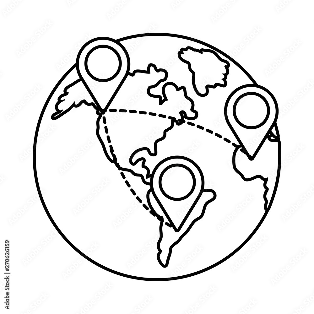 Obraz premium globe icon cartoon in black and white