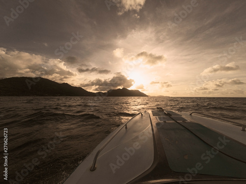 Sunset Sailing arround Seychells photo