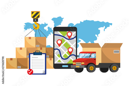 delivery and transport elements vector illustration