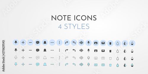Web icons. Set of business signs for note app